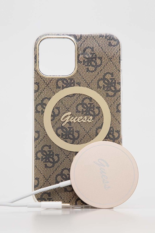 Guess etui na telefon i ładowarka iPhone 12/12 Pro na telefon brązowy GUBPP12MH4EACSW