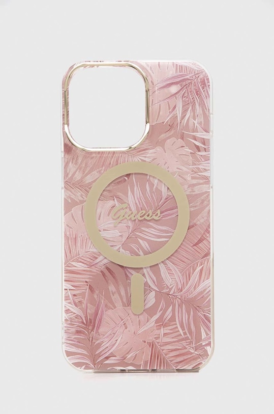 Guess telefontok és töltő iPhone 14 Pro Max 6,7'' nyomtatásos rózsaszín GUBPP14XHJEACSP