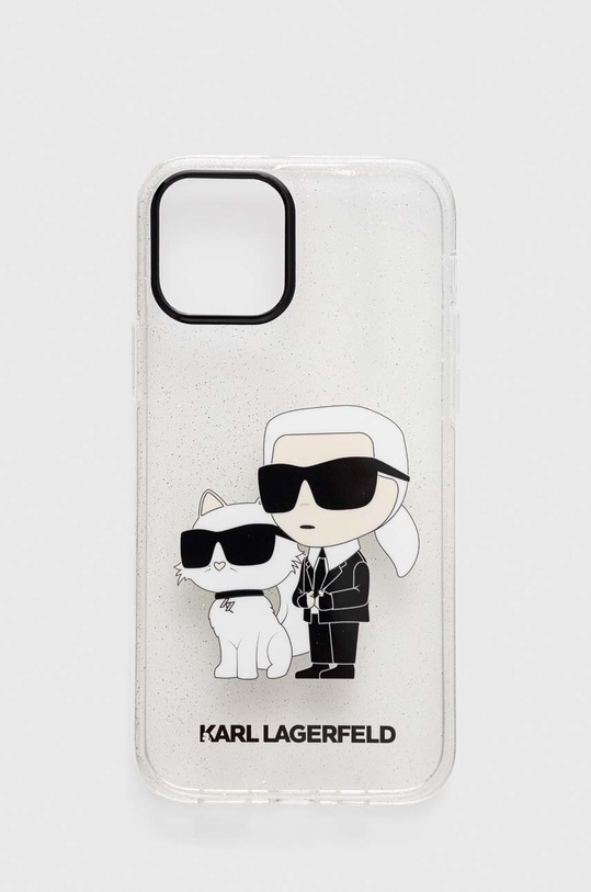 Custodia Rigida Karl Lagerfeld Per IPhone 14 Pro, 6,1'', Con Glitter Liquidi E Immagine Di Choupette, Colore Argento