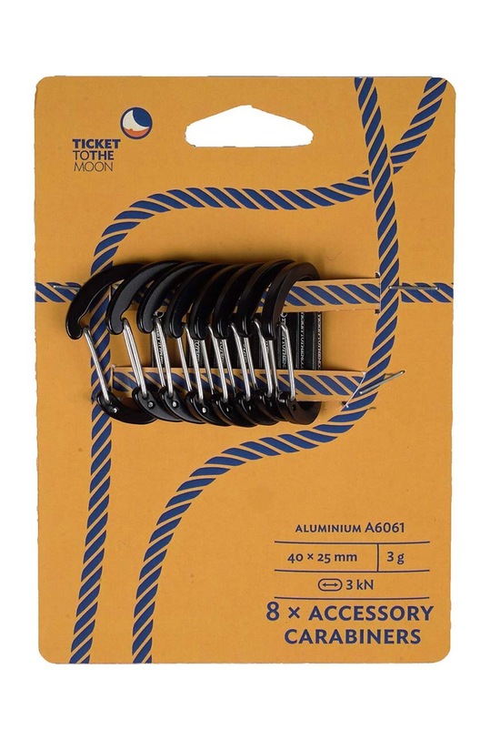 Ticket to The Moon karabińczyki 8-pack TMBINER03 czarny AA00