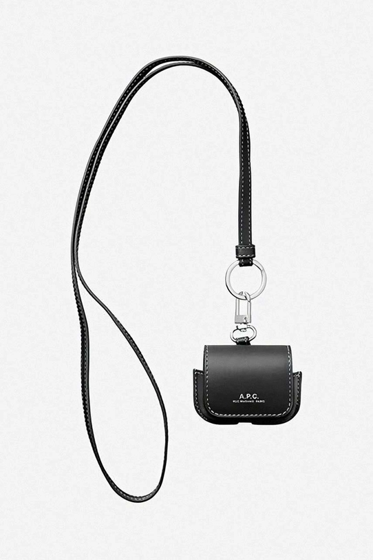 A.P.C. husă airpod din piele Pro negru PXAWV.M63476