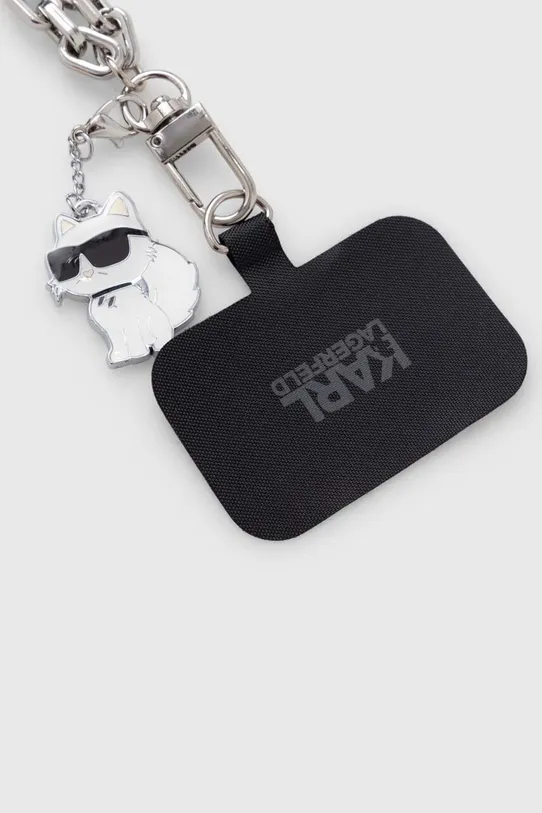 Karl Lagerfeld pasek do telefonu Universal Hand Strap Choupette KLUCHCSKPK srebrny AA00