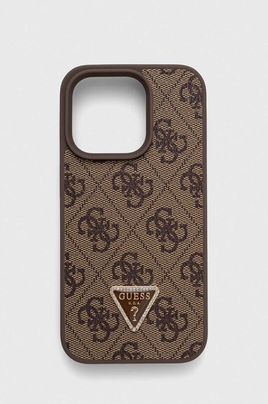 Puzdro na mobil Guess iPhone 15 Pro 6.1" na mobil hnedá GUHCP15LP4TDPW