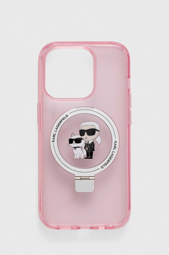 Obal na telefon Karl Lagerfeld iPhone 15 Pro 6.1 na mobil růžová KLHMP15LHMRSKCP