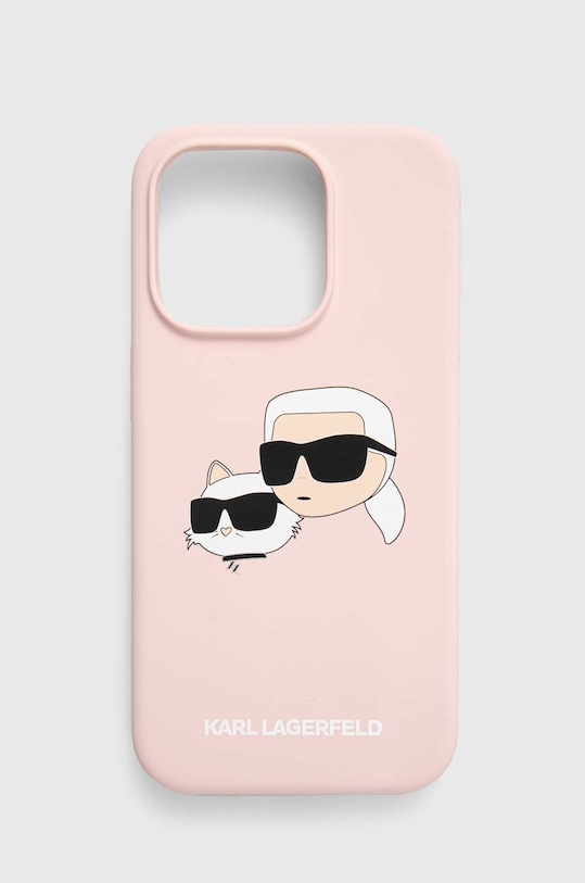 Obal na telefon Karl Lagerfeld iPhone 15 Pro 6.1 na mobil růžová KLHMP15LSKCHPPLP