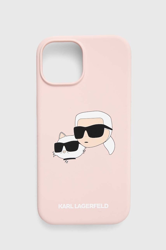 Obal na telefon Karl Lagerfeld iPhone 15 / 14 / 13 6.1 na mobil růžová KLHMP15SSKCHPPLP