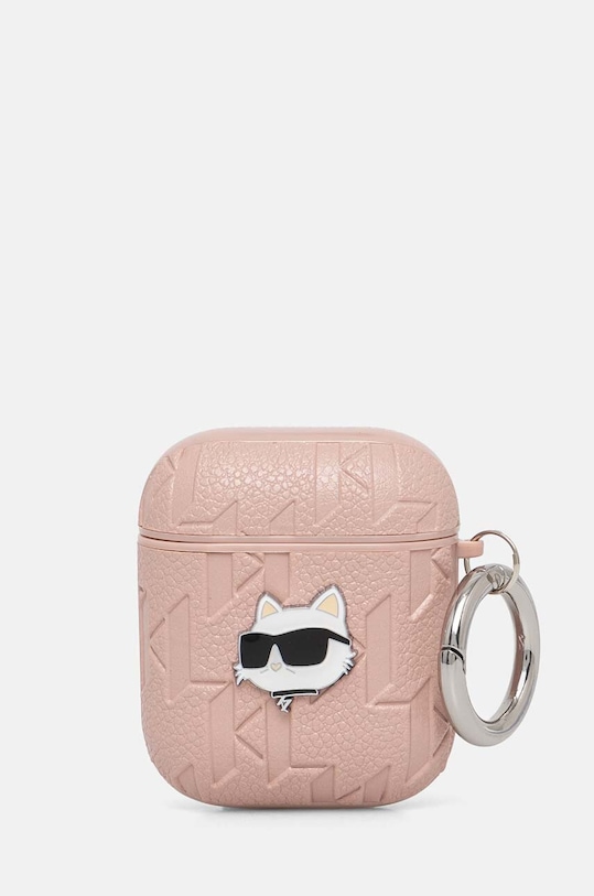 Obal na Karl Lagerfeld AirPods 1/2 nášivka růžová KLA2PGCHPP