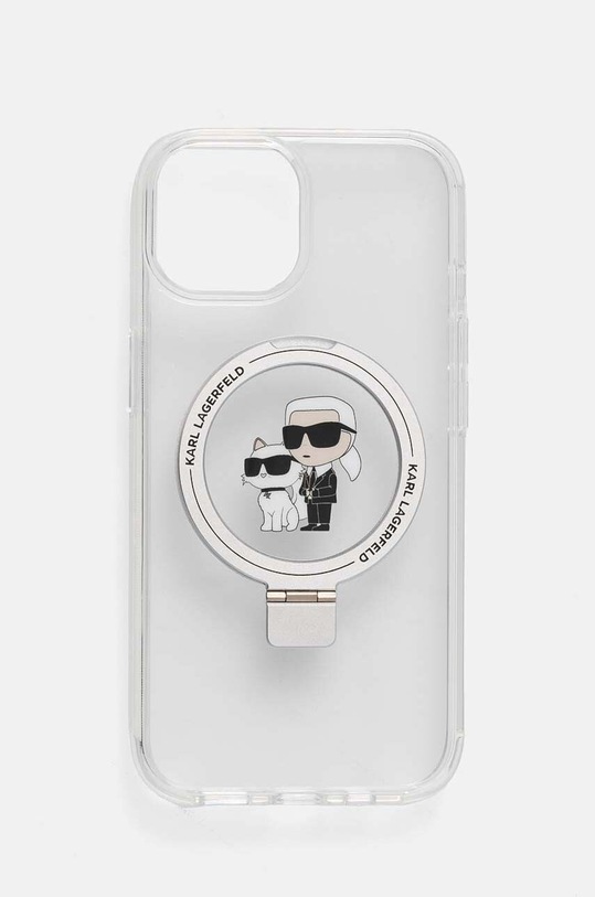 Karl Lagerfeld custodia per telefono iPhone 15 / 14 / 13 6.1 custodia per telefono transparente KLHMP15SHMRSKCH