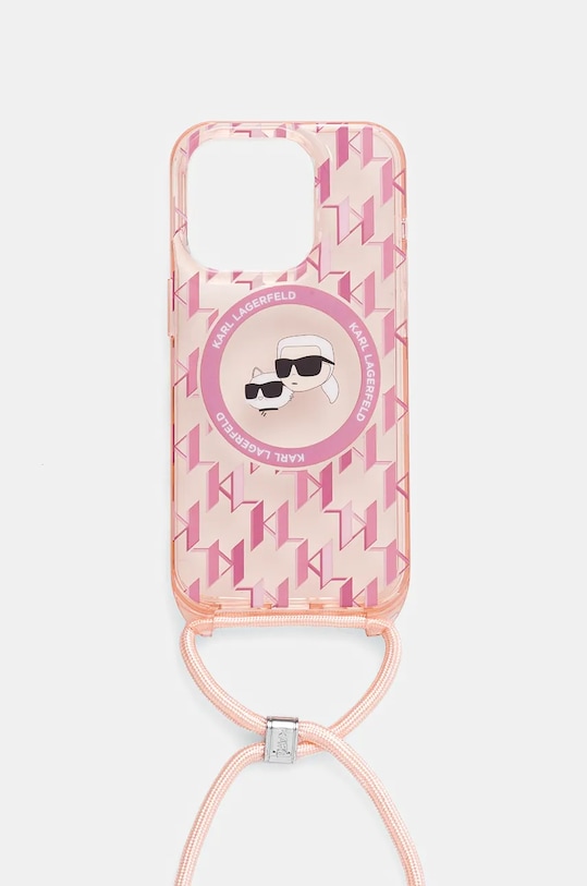 Obal na telefon Karl Lagerfeld iPhone 15 Pro 6.1" na mobil růžová KLHMP15LHCKCKLCP