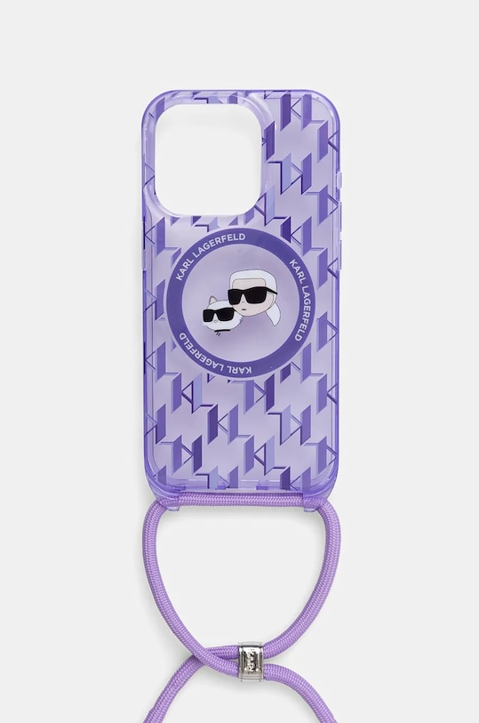 Obal na telefon Karl Lagerfeld iPhone 15 Pro 6.1" na mobil fialová KLHMP15LHCKCKLCU