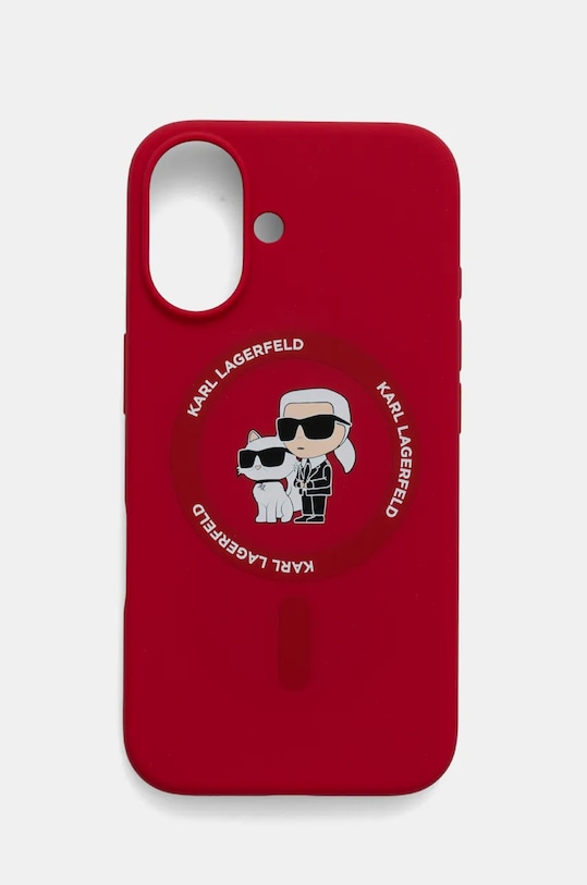 Karl Lagerfeld custodia per telefono iPhone 16 6.1 sovrastampa rosso KLHMP16SSCMKCRHR