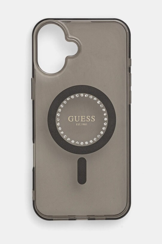 Puzdro na mobil Guess iPhone 16 Plus 6.7 nášivka čierna GUHMP16MPFTDTEK