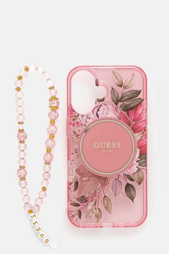 Etui za telefon Guess iPhone 16 6.1 za telefon roza GUHMP16SHFWBRCESP