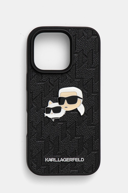 Obal na telefon Karl Lagerfeld iPhone 16 Pro 6.3 na mobil černá KLHCP16LPGKLKCPK