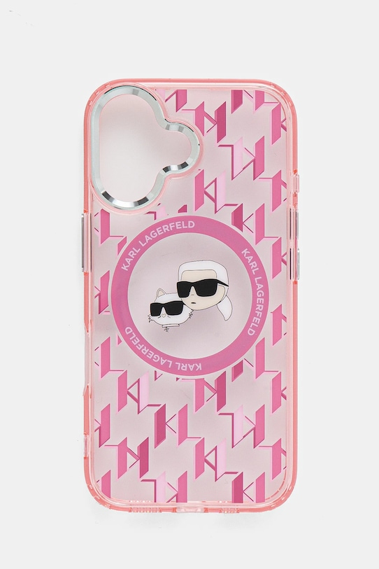 Puzdro na mobil Karl Lagerfeld iPhone 16 6.1 na mobil ružová KLHMP16SHMCKMHP