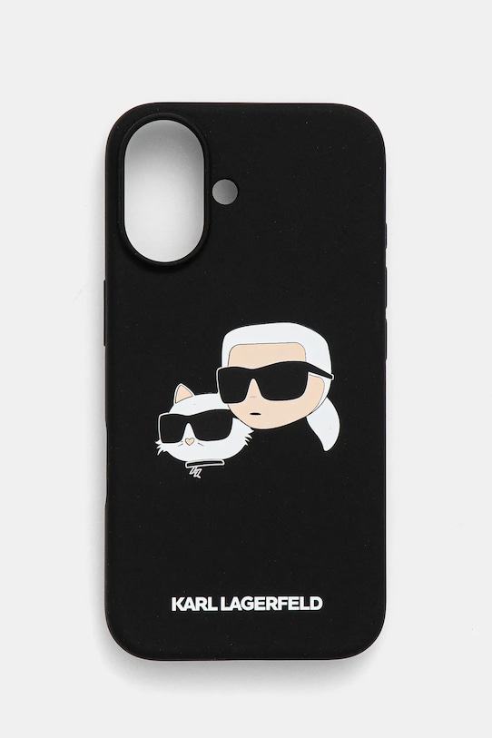 Karl Lagerfeld custodia per telefono iPhone 16 6.1 custodia per telefono nero KLHMP16SSKCHPPLK