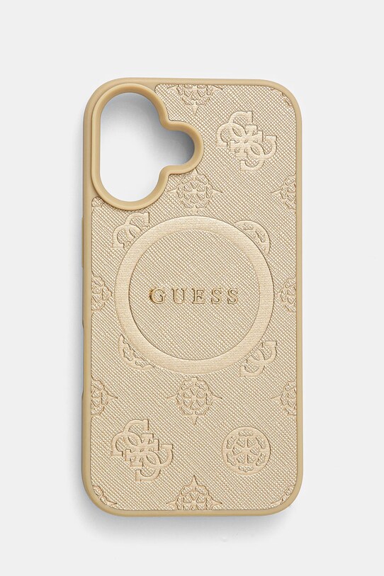 Puzdro na mobil Guess iPhone 16 6.1 na mobil zlatá GUHMP16SPSAPSMED