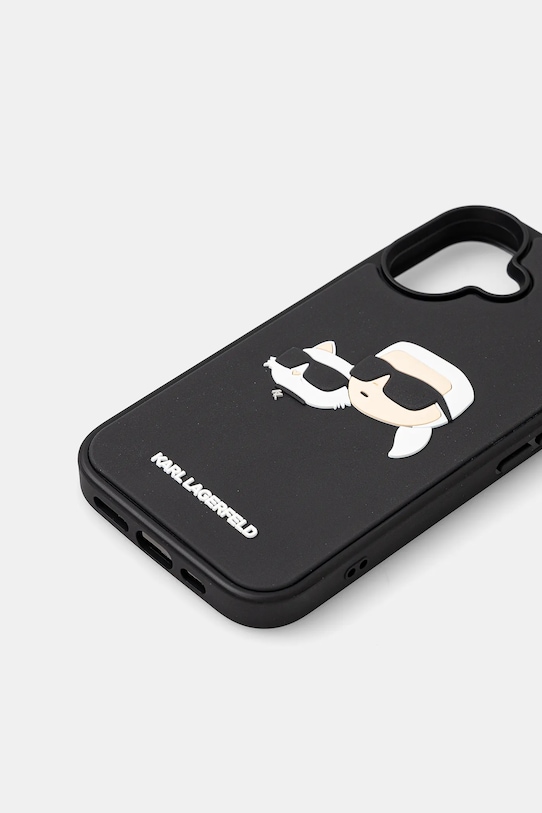Puzdro na mobil Karl Lagerfeld iPhone 16 KLHCP16SRBCKCHLK čierna AA00