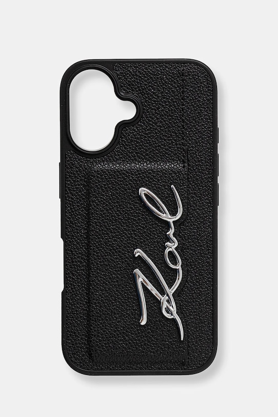 Puzdro na mobil Karl Lagerfeld iPhone 16 na mobil čierna KLHCP16SPGPVKSK
