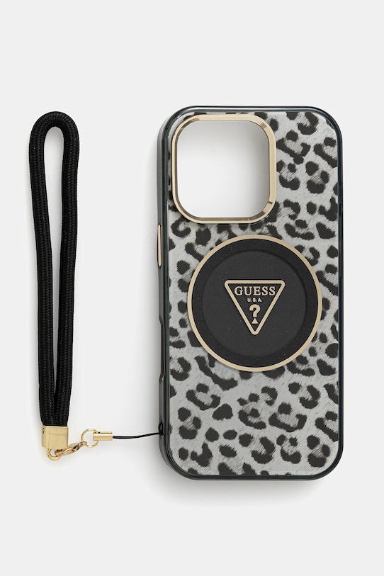 Obal na telefon Guess iPhone 16 Pro na mobil černá GUHMP16LHLORSSK