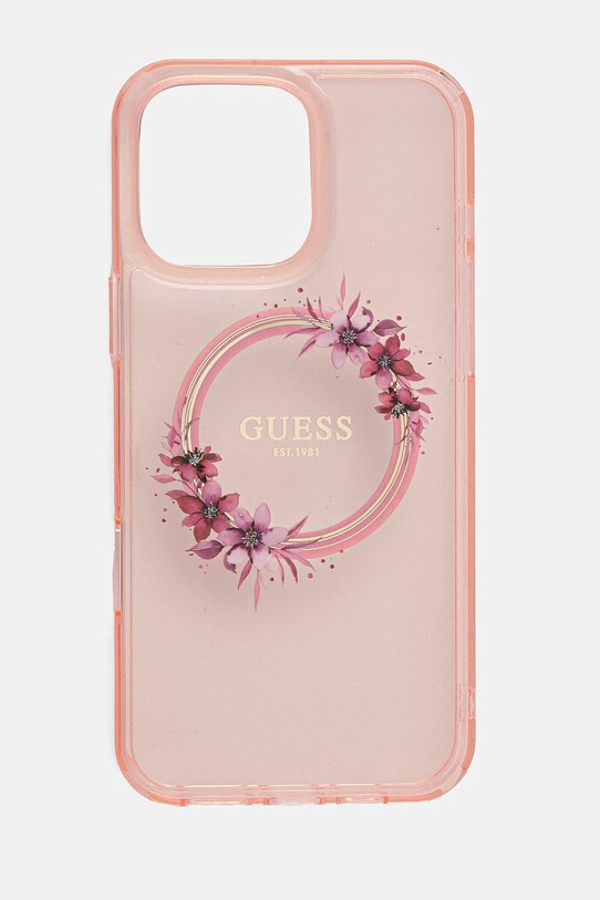 Puzdro na mobil Guess iPhone 16 Pro Max jemný vzor ružová GUHMP16XHFWFCP