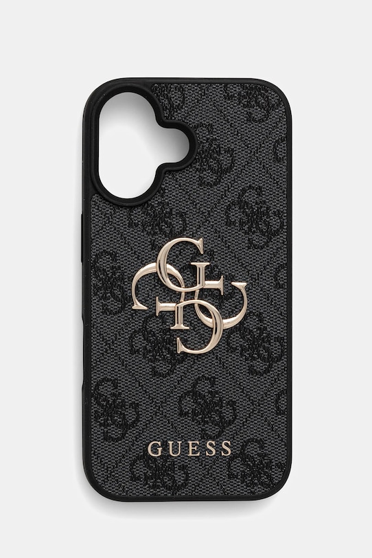 Etui za telefon Guess iPhone 16 natpis crna GUHCP16S4GMGGR