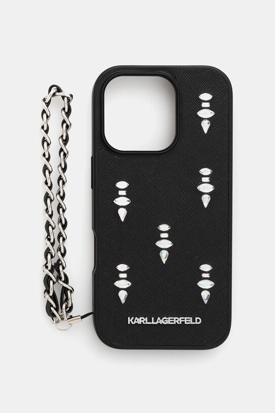 Чохол на телефон Karl Lagerfeld iPhone 16 Pro аплікація чорний KLHCP16LPSADJSK
