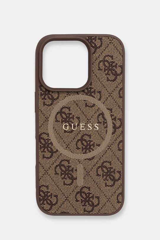 Чохол на телефон Guess iPhone 16 Pro аплікація коричневий GUHMP16LG4GFRW