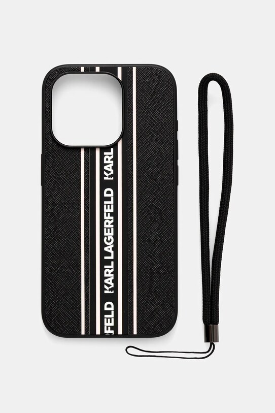 Karl Lagerfeld carcasă de telefon iPhone 15 Pro pentru telefon negru KLHCP15LPAMSCNSP