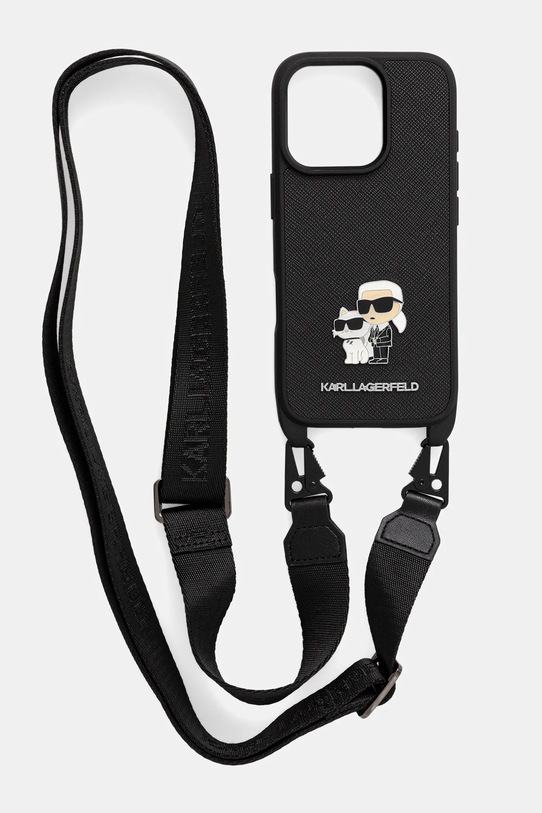 Karl Lagerfeld telefon tok iPhone 16 Pro 6.3" telefonhoz fekete KLHCP16LSAKCPBK