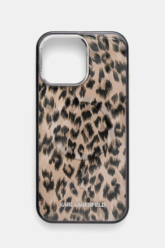 Karl Lagerfeld husă pentru telefon iPhone 16 Pro Max cu modele maro KLHMP16XHDLEOICW