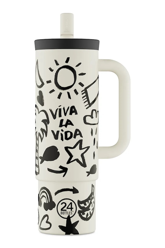 24bottles kubek Straw Cup 800 Viva la Vida biały Straw.Cup.800.V