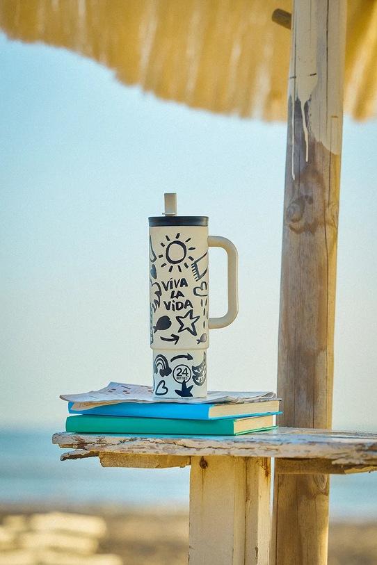 24bottles kubek Straw Cup 800 Viva la Vida Straw.Cup.800.V biały