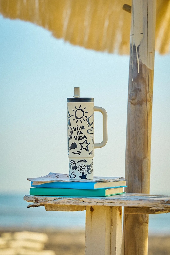 24bottles kubek Straw Cup 800 Viva la Vida Straw.Cup.800.V biały