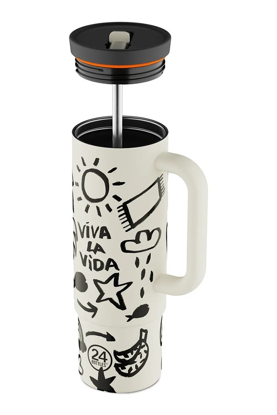 24bottles kubek Straw Cup 800 Viva la Vida Straw.Cup.800.V biały AA00