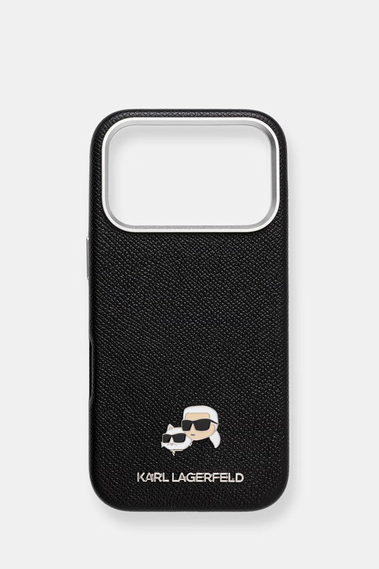 Puzdro na mobil Karl Lagerfeld iPhone 17 Pro nášivka čierna KLHMP17L6PFKCLK