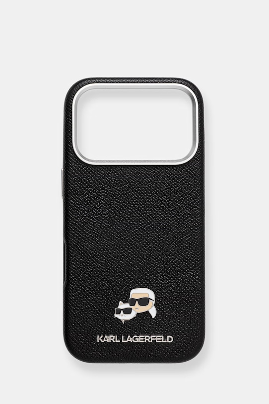 Puzdro na mobil Karl Lagerfeld iPhone 17 Pro nášivka čierna KLHMP17L6PFKCLK