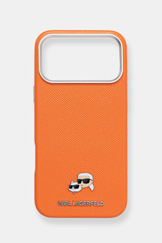 Puzdro na mobil Karl Lagerfeld iPhone 17 Pro Max nášivka oranžová KLHMP17X6PFKCLO