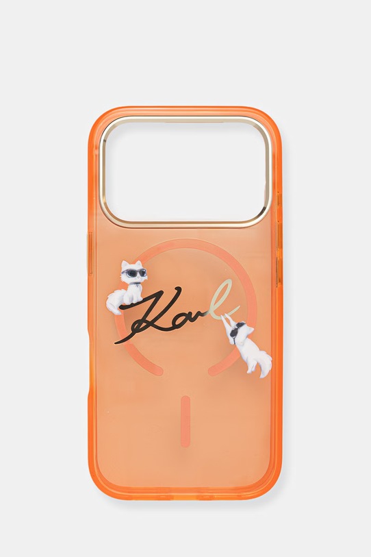 Karl Lagerfeld etui na telefon iPhone 17 Pro pomarańczowy KLHMP17L5HKSCAO