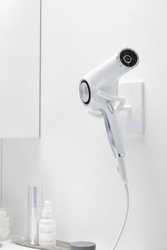 Yamazaki suport pentru uscător de păr montat pe perete din aluminiu 8 x 13 x 14 cm 10104 alb