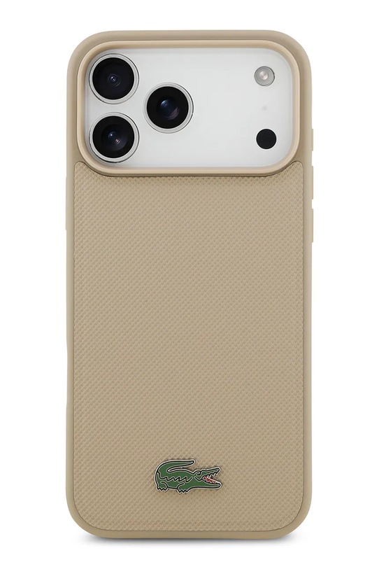 Lacoste etui na telefon z wbudowanym pierścieniem magnetycznym MagSafe iPhone 17 Pro Max beżowy LCHMP17XPLAT