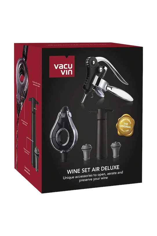 Vacu Vin zestaw do serwowania wina Air Deluxe 14,8 x 14,8 x 18,4 cm 5 elementów 3890760 czarny AA00