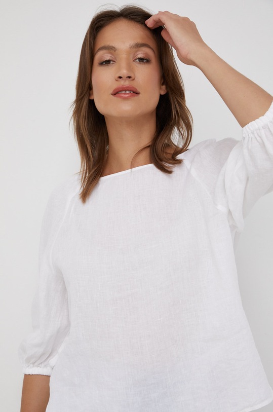 Lněná halenka Marc O'Polo bílá M04130541155