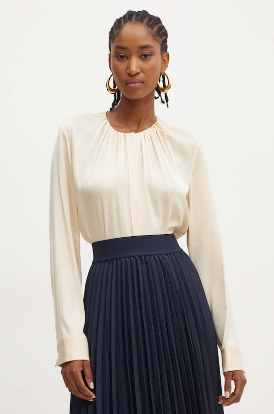 Hedvábné tričko BOSS hladký oranžová 50490058