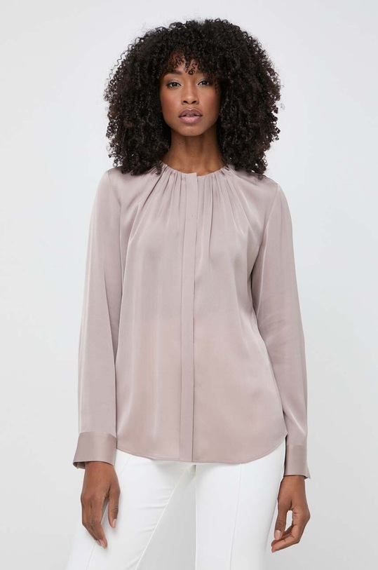 BOSS koszula jedwabna z elastanem beżowy 50490058