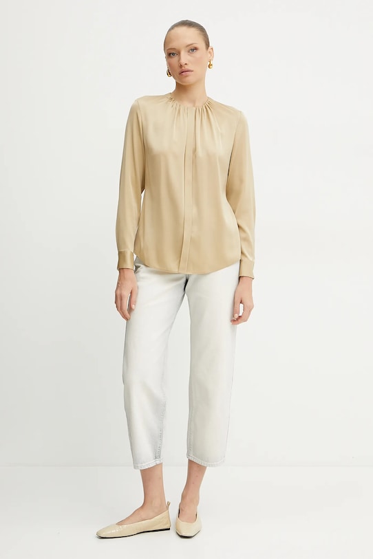 Шелковая рубашка BOSS 50538481 бежевый AA00