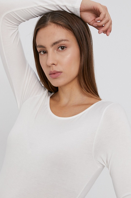 Pieces - Longsleeve uni alb 17116098