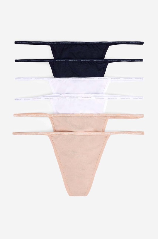 women'secret stringi 6-pack tkanina biały 7683014