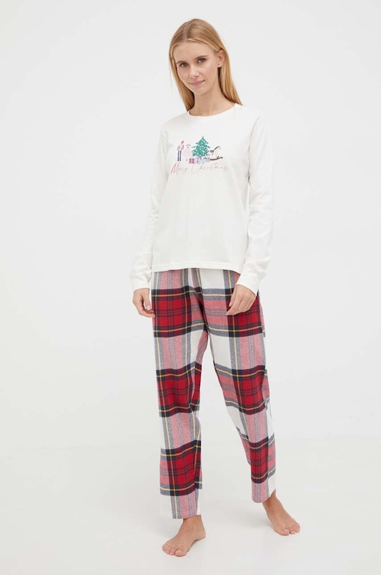 Bavlněné pyžamo Fila potisk béžová FPW4158