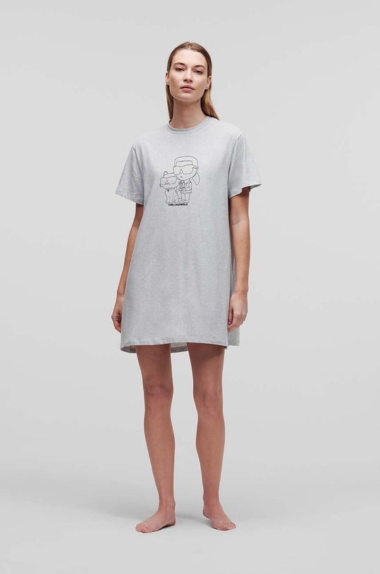 Karl Lagerfeld koszula nocna bawełniana nadruk szary 236W2114